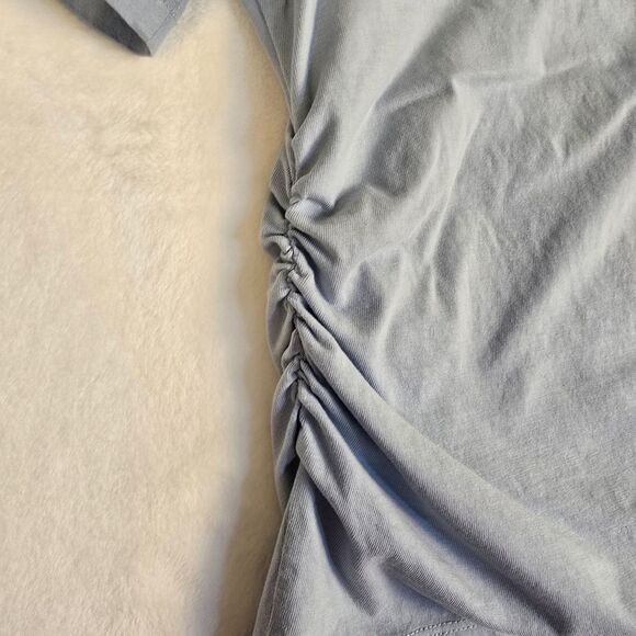 Madewell Women’s Side-Cinch Puff Sleeve Light Blue Cotton Tee XXS NWOT - Picture 4 of 15